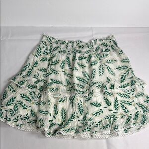 Skies Are Blue Green and White Tiered Mini Skirt